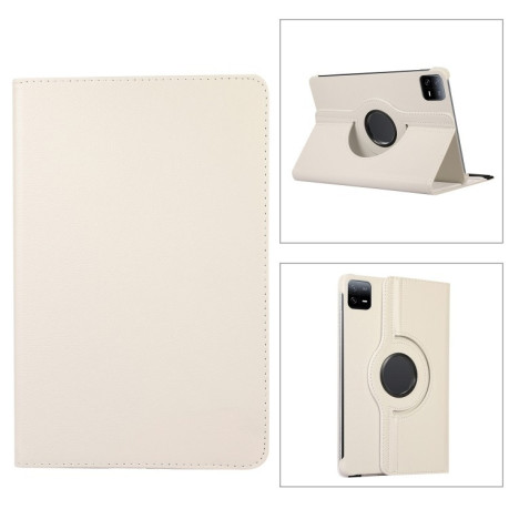 Чехол-книжка 360 Degree Rotation Litchi для Xiaomi Pad 7 Pro / Pad 7 - белый