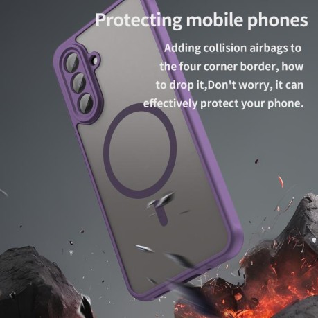 Противоударный чехол Fan Dun Series TPU Hybrid PC Frosted Magsafe для Samsung Galaxy A17 5G - фиолетовый
