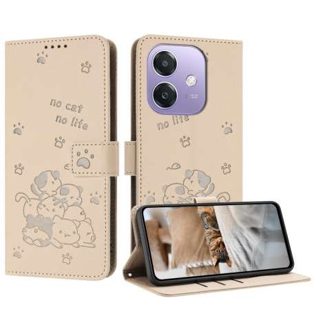 Чохол-книжка Diamond Embossed Skin Feel для OPPO A3/A3x/A40m - бежевий