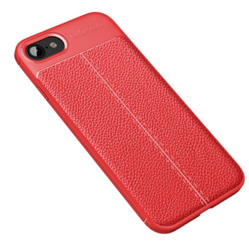 Противоударный чехол Litchi Texture на iPhone SE 3/2 2022/2020/7/8 - красный