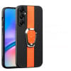 Чехол Magnetic Litchi Leather Back Phone Case with Holder для Samsung Galaxy A05s - оранжевый