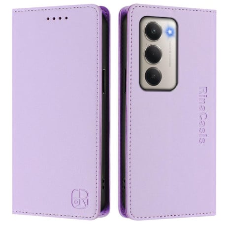 Чехол-книжка RC01 Dual-Folded Magnetic Suction RFID на Xiaomi Redmi 15 5G / 4G EU 171mm - фиолетовый