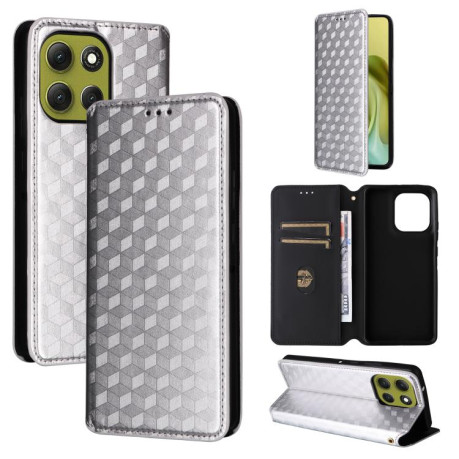 Чохол-книжка Cubic Grid Calf Texture для Motorola Moto G86 Power 5G - сріблястий