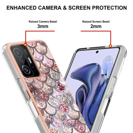 Противоударный чехол Electroplating IMD для Xiaomi Mi 11T / Mi 11T Pro - Pink Scales