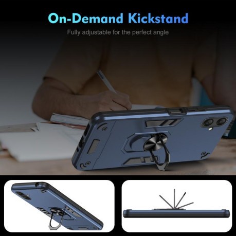 Ударозащитный чехол Metal Ring Holder для Samsung Galaxy A07 4G - синий