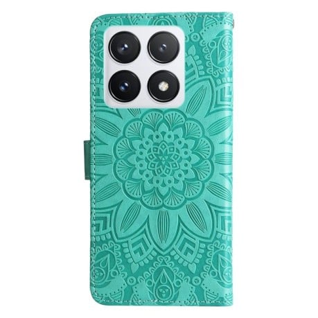 Чехол-книжка Embossed Sunflower для Xiaomi 14T Pro - зеленый