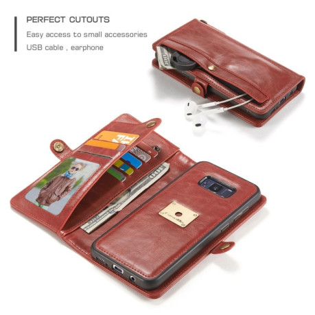Шкіряний чохол-книжка CaseMe Qin Series Wrist Strap Wallet Style із вбудованим магнітом на Samsung Galaxy S8/G950-червоний