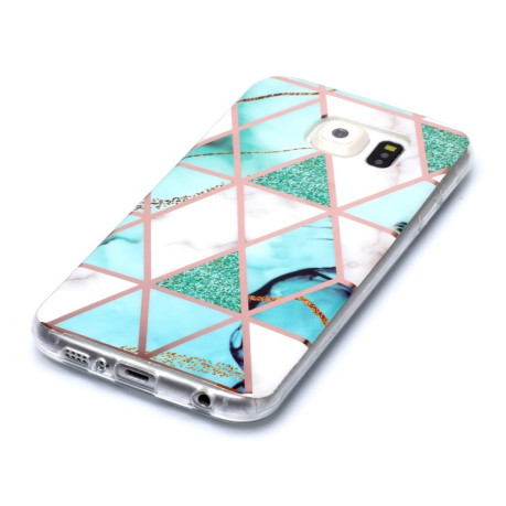 Чехол Plating Marble Pattern для Samsung Galaxy S6 edge - светло-зеленый