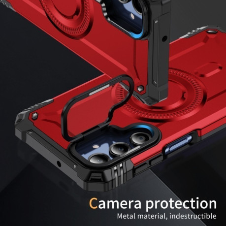 Противоударный чехол MagSafe Lens Holder PC Hybrid TPU для Samsung Galaxy A16 5G - красный