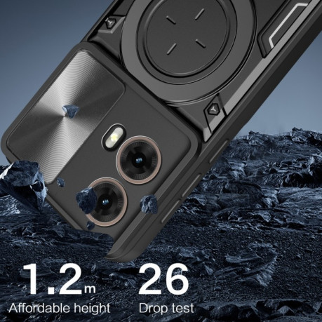 Противоударный чехол CD Texture Sliding Camshield Magnetic Holder на Motorola Moto G85 - розовый