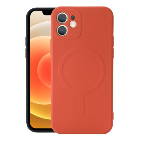 Противоударный чехол Liquid Silicone Full (Magsafe) для iPhone 12 Pro - оранжевый