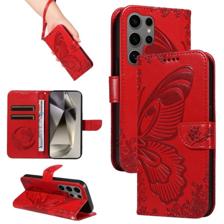 Чохол-книжка Swallowtail Butterfly Embossed Leather для Samsung Galaxy S25 Ultra 5G - червоний