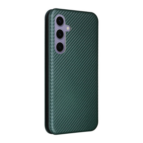 Чохол-книжка Carbon Fiber Texture на Samsung Galaxy S25+ 5G - зелений