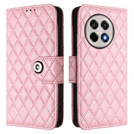 Чехол-книжка Rhombic Texture Flip Leather для OnePlus 13R/Ace 5/Ace 5 Pro - розовый