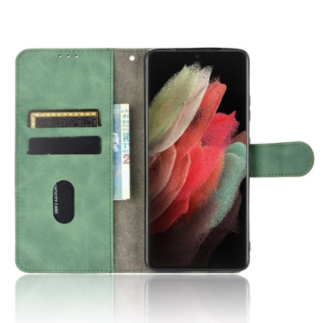Чехол-книжка Solid Color Skin Feel на Samsung Galaxy S21 Ultra - зеленый