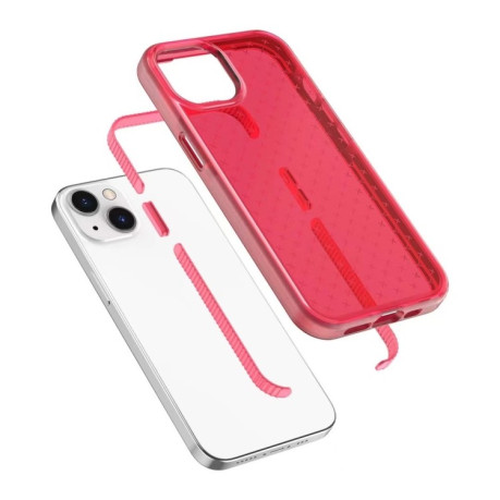 Противоударный чехол Grid Pattern Two-color для iPhone 14 Pro - розовый