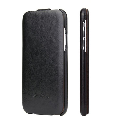 Кожаный флип-чехол Fierre Shann Retro Oil Wax Texture на iPhone Xs Max 6.5-черный