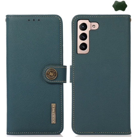 Кожаный чехол-книжка KHAZNEH Custer Genuine для Samsung Galaxy A35 5G - зеленый