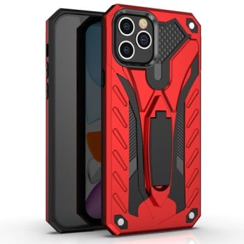 Противоударный чехол Armor Knight Series with Holder на iPhone 12/12 Pro - красный