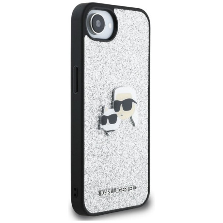 Оригинальный чехол Karl Lagerfeld Fixed Glitter Ikonik Metal Pin для iPhone 16e - black