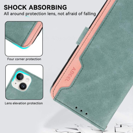Чохол-книжка ABEEL Color Block Magnetic RFID Leather на iPhone 16e - зелений