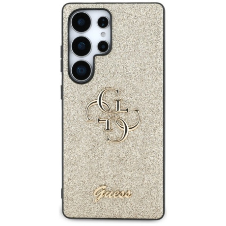 Оригинальный чехол Guess Fixed Glitter Big 4G Metal Logo для Samsung Galaxy S25 Ultra - Gold