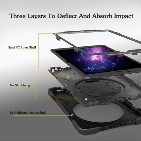 Противоударный чехол Pirate King  with 360 Degree Rotation Stand Back Cover Case на iPad  Air 2019/Pro 10.5 - черный