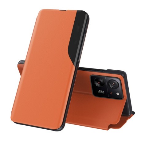 Чехол-книжка Clear View Standing Cover на Xiaomi 13T Pro - оранжевый