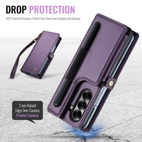 Чехол-книжка CaseMe C22 Card Slots Holder RFID Anti-theft для Samsung Galaxy Fold 7 - фиолетовый