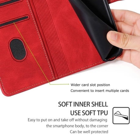 Чохол-книжка Stitching Skin Feel для Samsung Galaxy M55 5G - червоний