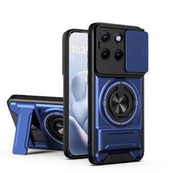 Протиударний чохол Lens Sliding Window Multifunctional Magnetic Shockproof зі шторкою камери на Motorola Edge 70 Fusion 5G — королівський синій