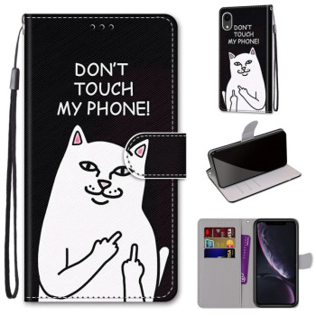 Чохол-книжка Coloured Drawing Cross для iPhone XR - Middle Finger White Cat
