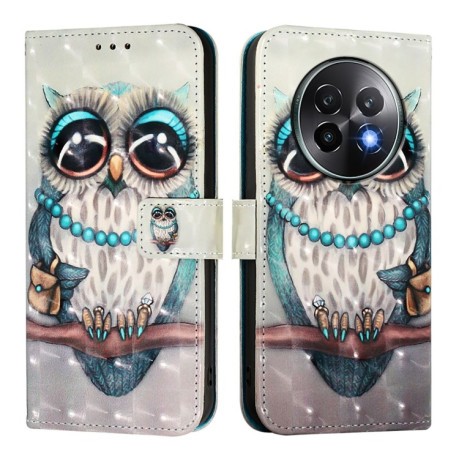 Чехол-книжка 3D Painting для Realme 13+ 5G/13 Pro 5G/13 Pro+ - Owl