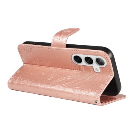 Чохол-книжка Swallowtail Butterfly Embossed Leather  для Samsung Galaxy S25+ / S24+ 5G - рожеве золото