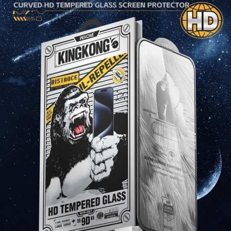 Захисне скло WK WTP-087 Space King Kong 9D Curved HD Tempered Glass для iPhone 16 Pro Max - чорне