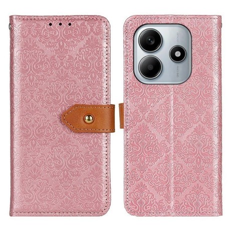 Чохол-книжка European Floral для Redmi Note 14 4G - рожевий