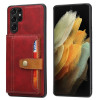 Противоударный чехол Calfskin Color для Samsung Galaxy S22 Ultra 5G - красный