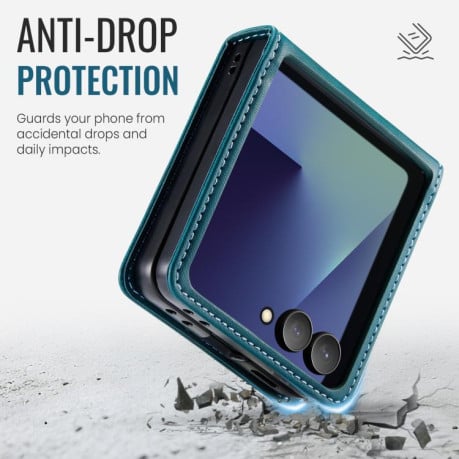 Чохол-книжка CaseMe 033 з фактурою Calf та захистом від сканування RFID на Samsung Galaxy Filp 7 5G - зелений