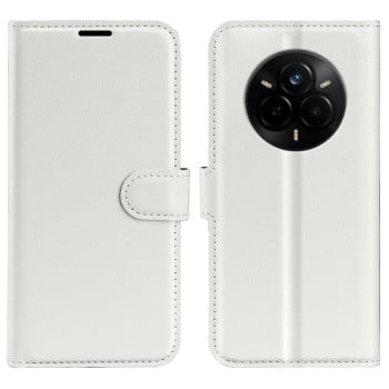 Чехол-книжка Litchi Texture Horizontal Flip Leather на Realme 14 Pro+ - белый