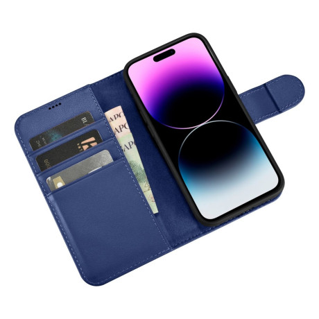 Кожаный чехол-книжка iCarer Wallet Case 2in1 для iPhone 14 Pro Max - синий