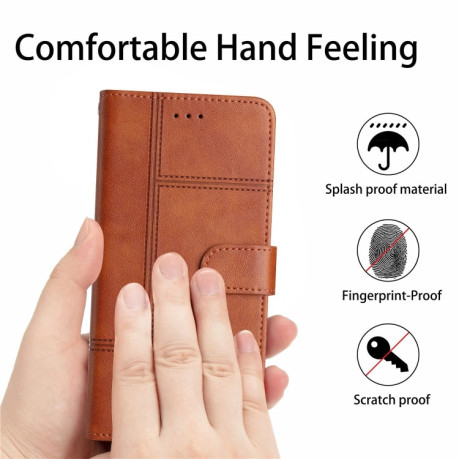 Чехол-книжка Cowhide Texture Stitching Leather на Samsung Galaxy A56 5G - коричневый