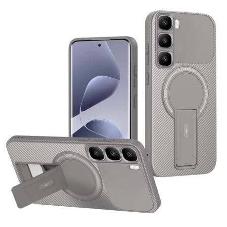 Противоударный чехол Carbon Fiber Texture (MagSafe) на Infinix Hot 60 Pro+ 4G - серый