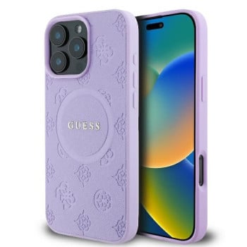 Оригинальный чехол Guess Saffiano Peony Classic Logo MagSafe iPhone 16e - Purple