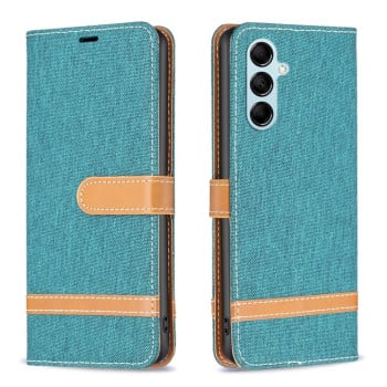 Чехол-книжка Color Matching Denim Texture для Samsung Galaxy M14 5G - зеленый