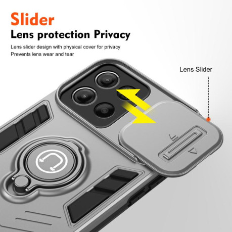 Противоударный чехол Sliding Camshield Ring Holder для Motorola Moto G15 - серый