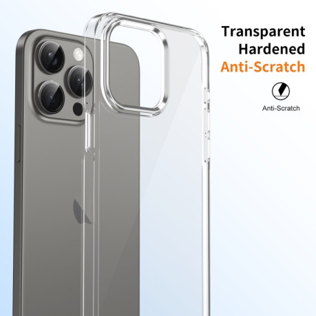 Противоударный чехол Ice Feel HD Transparent PC Full Coverage для iPhone 16 Pro Max - серебристый