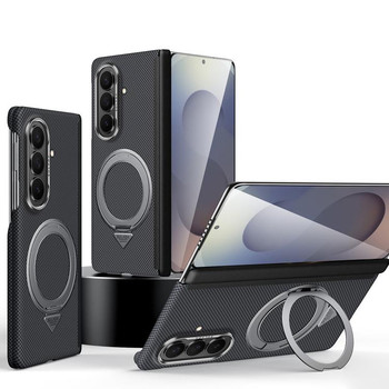 Кевларовий чохол Sulada з магнітним поворотним тримачем на Samsung Galaxy Fold8 Ultra 5G — чорний