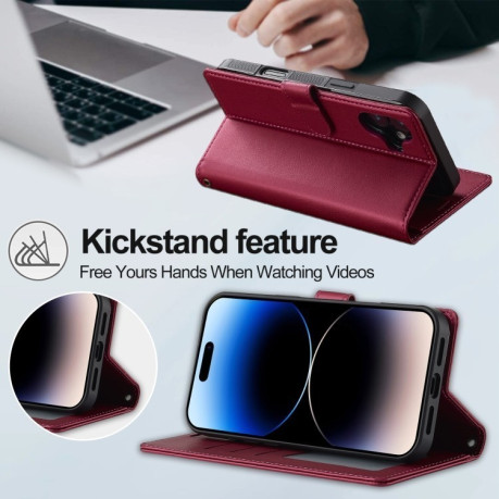 Чохол-книжка LCIMEEKE L2 Series Detachable Magsafe для iPhone 16 - червоний