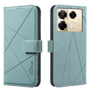 Чехол-книжка Geometric Pattern RFID Leather для Infinix Note 40 Pro 4G / 40 Pro+ 5G - зеленый