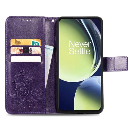 Чехол Four-leaf Clasp Embossed Buckle на OnePlus Nord N30/CE 3 Lite -Фиолетовый
